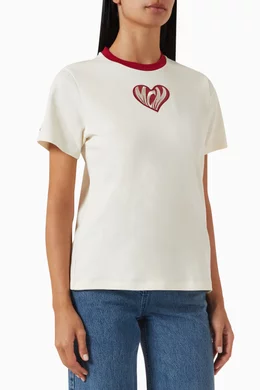 Buy MCM Neutral Valentine s Day Logo T shirt in Jersey For Women Online Ounass Oman