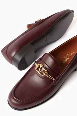 Buy Valentino Garavani Burgundy Valentino Garavani VLogo Gate Loafesr in Calf Leather For Women Online Ounass Oman