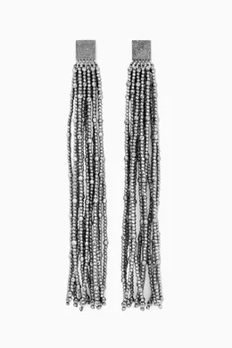 Grey fringe earrings deals