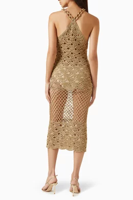 white christmas dresses TALK ABOUT ME CROCHET MAXI DRESS – AKIRA main image 1