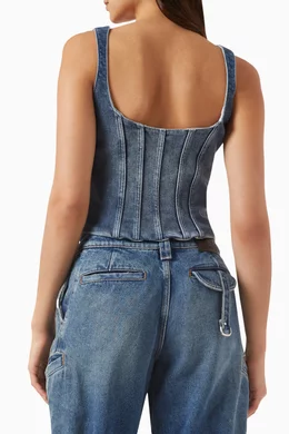 Buy Off-White Blue Bustier Crop Top in Denim For Women Online
