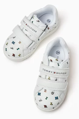 Buy Tommy Hilfiger White Logo Velcro Sneakers in Faux Leather For Girls Online Ounass Oman