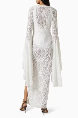 knee length dresses for ladies White Lace Waterfall Hem Mini Dress main image 1