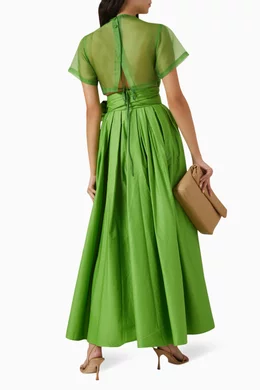 sage green print dress Zapaka Women Dusty Sage Bridesmaid Dress with Slit A Line Printed Floral Long Wedding Guest Dress, Dusty Sage / UK28