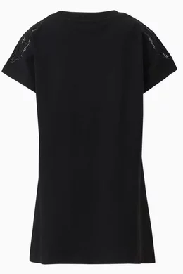 Buy DKNY Black Logo-embroidered Dress in French Terry For Girls Online