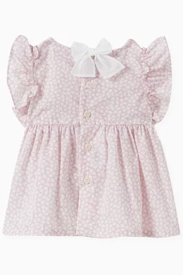 Buy Il Gufo Pink Two-piece Floral-print Ruffled Dress Set in Cotton For  Baby Girls Online | Ounass Oman
