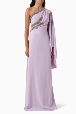 reem acra purple dress Reem Acra Takes Back the Night  Even If the Party is At Home