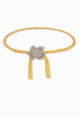 Buy Begum Khan Yellow Tartaruga Crystal Belt in 24kt Gold 
