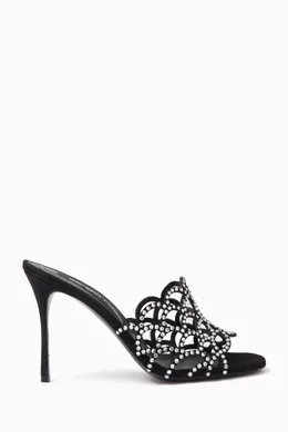 Buy Sergio Rossi Black Sabot 90 Mules in Rhinestone embellished Leather For Women Online Ounass Oman