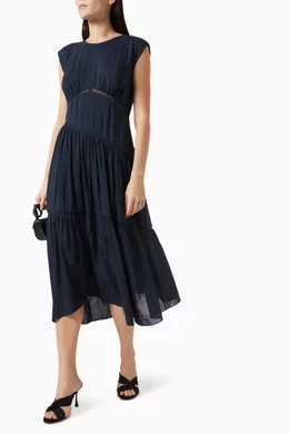 frame lace inset dress FRAME Gathered Seam Lace Inset Dress in White