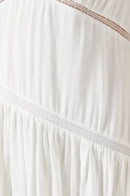 Buy Frame White Gathered Seam Lace Inset Midi Dress in Linen-blend For  Women Online | Ounass Oman