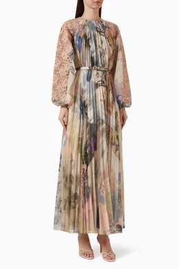 Buy Pankaj & Nidhi Multicolour Emilia Belted Maxi Dress in Chiffon For  Women Online | Ounass Oman