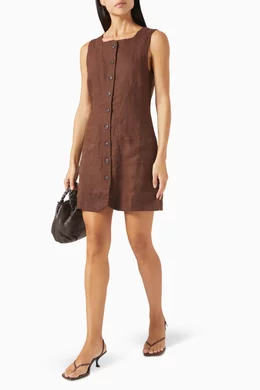 posse brown linen dress Midnight Mocha
