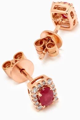 Ruby and rose gold earrings outlet
