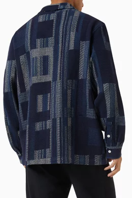 Buy Kith Blue Geometric Cohen Shirt in Cotton Knit For Men Online