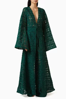 Buy Andrea Iyamah Green Ndu Cover-up Kimono in Lace For Women Online |  Ounass Oman