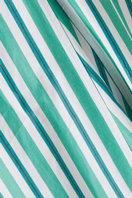 Buy Ganni Green Striped Collar Midi Dress in Cotton-poplin For Women Online  | Ounass Oman
