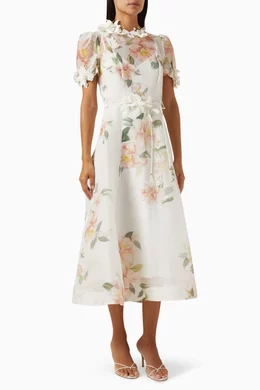 Buy Zimmermann Multicolour Natura Liftoff Flower Midi Dress For Women  Online | Ounass Oman