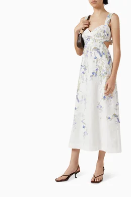 Buy Zimmermann Multicolour Natura Midi Dress in Linen For Women Online |  Ounass Oman