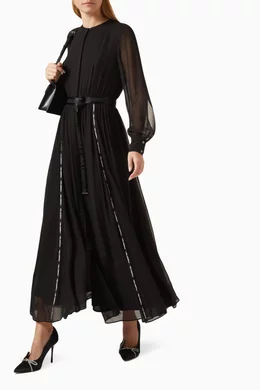 Buy KARL LAGERFELD Black Logo-tape Belted Maxi Dress in Chiffon For Women  Online | Ounass Oman