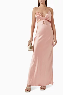 Buy Anna October Pink Hilary Cut-out Maxi Dress in Satin For Women Online |  Ounass Oman