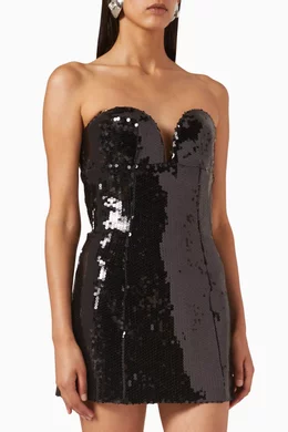 monot sequin dress Buy Monot Black Sweetheart Mini Dress in Sequins For Women Online