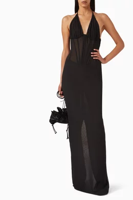 monot corset dress Buy Monot Black Corset Maxi Dress in Chiffon For Women Online