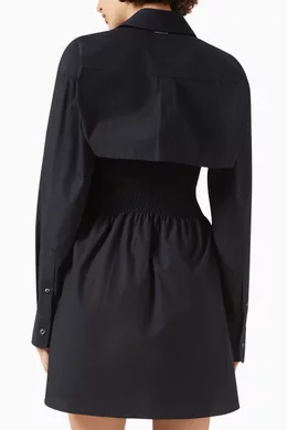 alexander wang smocked mini dress with overshirt (W) Vestido Mini Fruncido Alexander Wang con Sobrecamisa Negro de Manga  Larga 4WC2246263001