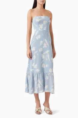 Buy Reformation Blue Arta Floral Print Midi Dress in Viscose For Women  Online | Ounass Oman