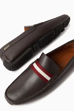 Buy Bally Brown Perthy Driver Shoes in Grained Leather For Men