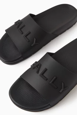 Buy Bally Black Embossed Logo Slides in Rubber For Men Online Ounass Oman