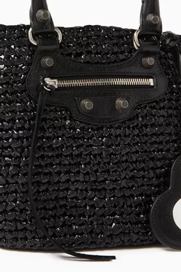 トートバッグ BALENCIAGA BLACK RAFFIA LARGE LE CAGOLE PANIER SHOPPING BAG Buy Balenciaga Black Small Le Cagole Panier Tote Bag in