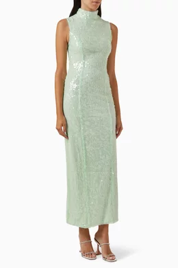 Buy Rotate Birger Christensen Green Therarosa Sequins Maxi Dress For Women  Online | Ounass Oman