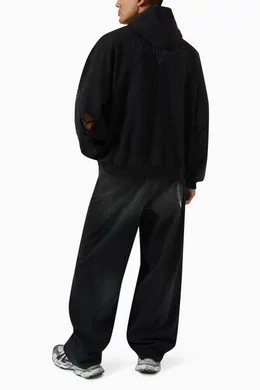 Buy Balenciaga Black Unisex Paris Moon No Pocket Oversized Hoodie