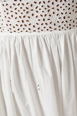 green emerald velvet dress Ulla Johnson Miray Cami White Embroidered Midi Dress main image 0