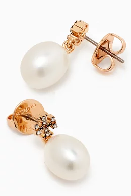 Tory burch logo pearl drop earring best sale