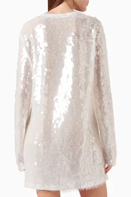 norma kamali white sequin dress Sequined minidress in white - Norma Kamali