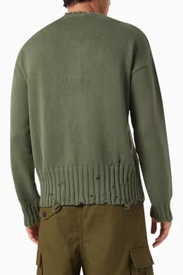Buy Marni Green Distressed Crewneck Sweater in Cotton-knit For Men 