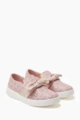 Buy Michael Kors Kids Pink Jem Bow Slip on Sneakers in Canvas For Girls Online Ounass Oman