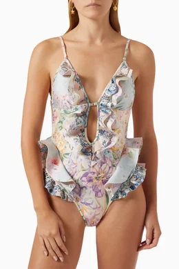 Zimmermann Halliday ウォーターフォール フリル 水着 花柄 Zimmermann Halliday Waterfall Frill ruffled floral swimsuit