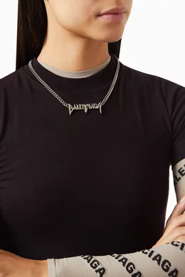 Buy Balenciaga Grey Typo Necklace in Metal For UNISEX Online