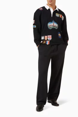 Buy BODE Black Multi-patch Rugby Shirt in Cotton For Men Online
