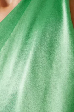 staud naomi asymmetrical dress Green Ruched Naomi Midi Dress