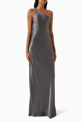 slim fit dress slacks Elegant One Shoulder Dress With Ruched Texture And Circular Side Cut-O main image 1