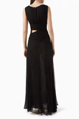 white christmas dresses Black Cut Out Maxi Dress with Slit main image 1