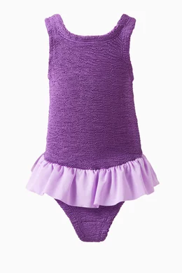 Buy Hunza G Purple Baby Duo Denise One-piece Swimsuit in The Original  Crinkle For Baby Girls Online | Ounass Oman