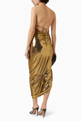 Buy Marc Jacobs Gold Fluid Draped Midi Dress For Women Online | Ounass Oman
