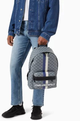 Buy KARL LAGERFELD Grey K/monogram Klassik Backpack in  display picture 2