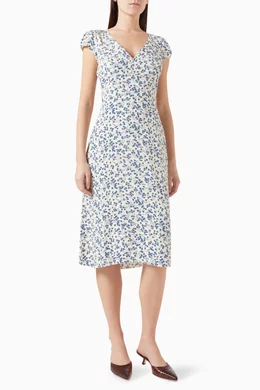 Buy Reformation Neutral Iva Floral-print Midi Dress in Crepe For Women  Online | Ounass Oman