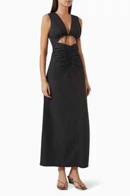Buy St Agni Black Cutout Midi Dress in Organic Cotton For Women Online |  Ounass Oman